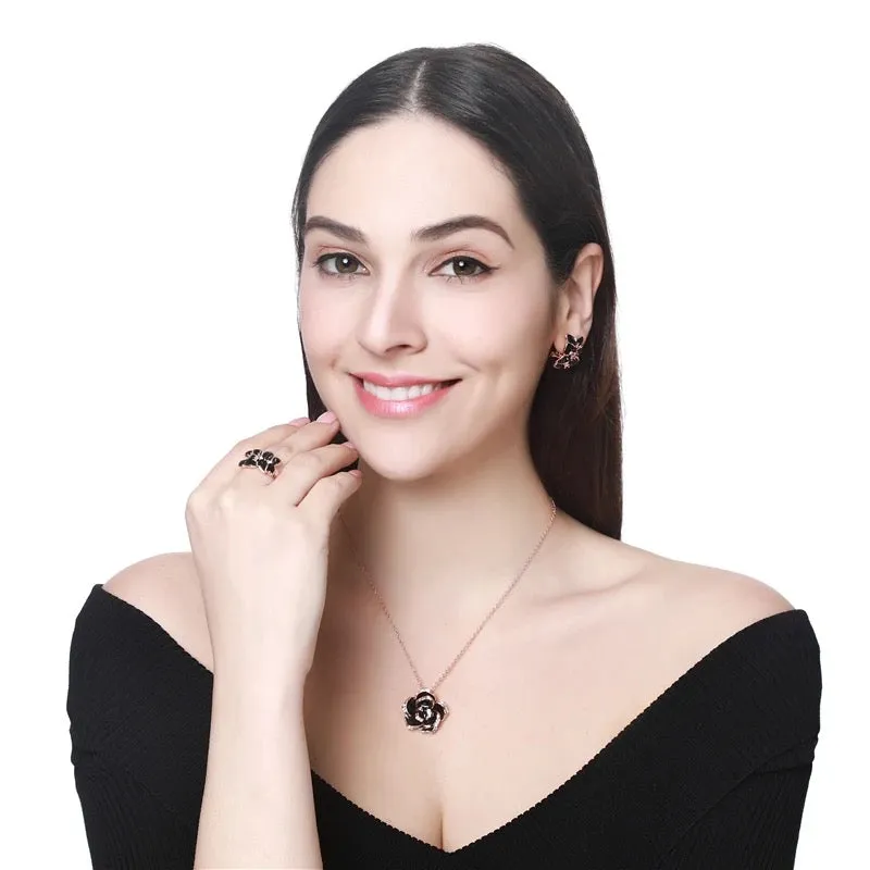 3 In One High Quality Gold Plated Earring Set Earrings Necklace Ring Clover Jewelry Set For Women