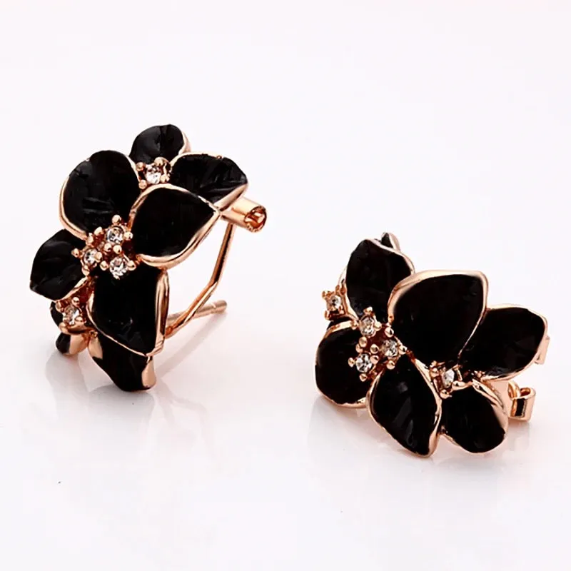 3 In One High Quality Gold Plated Earring Set Earrings Necklace Ring Clover Jewelry Set For Women