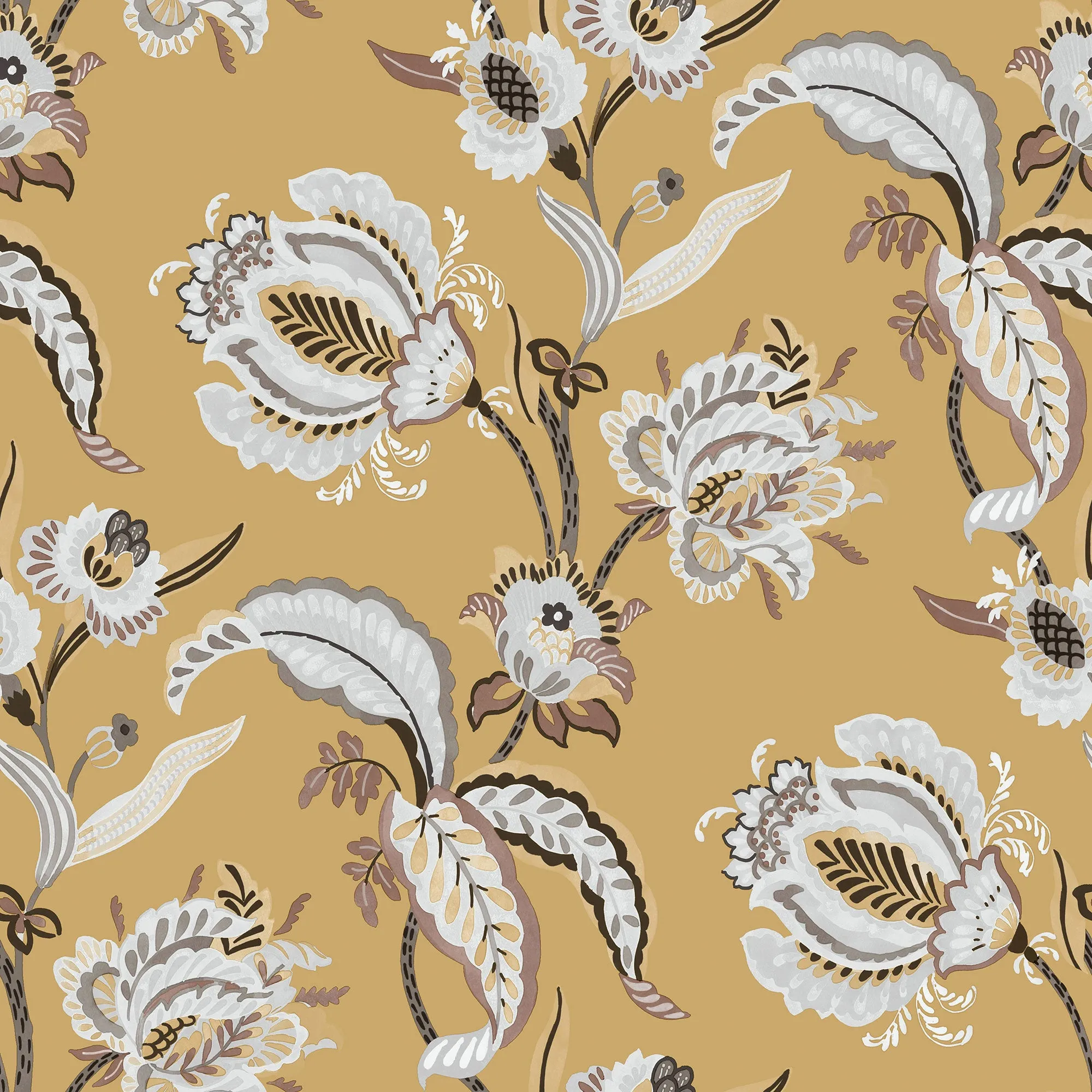 Abstract Floral Yellow Wallpaper from the Into the Wild Collection