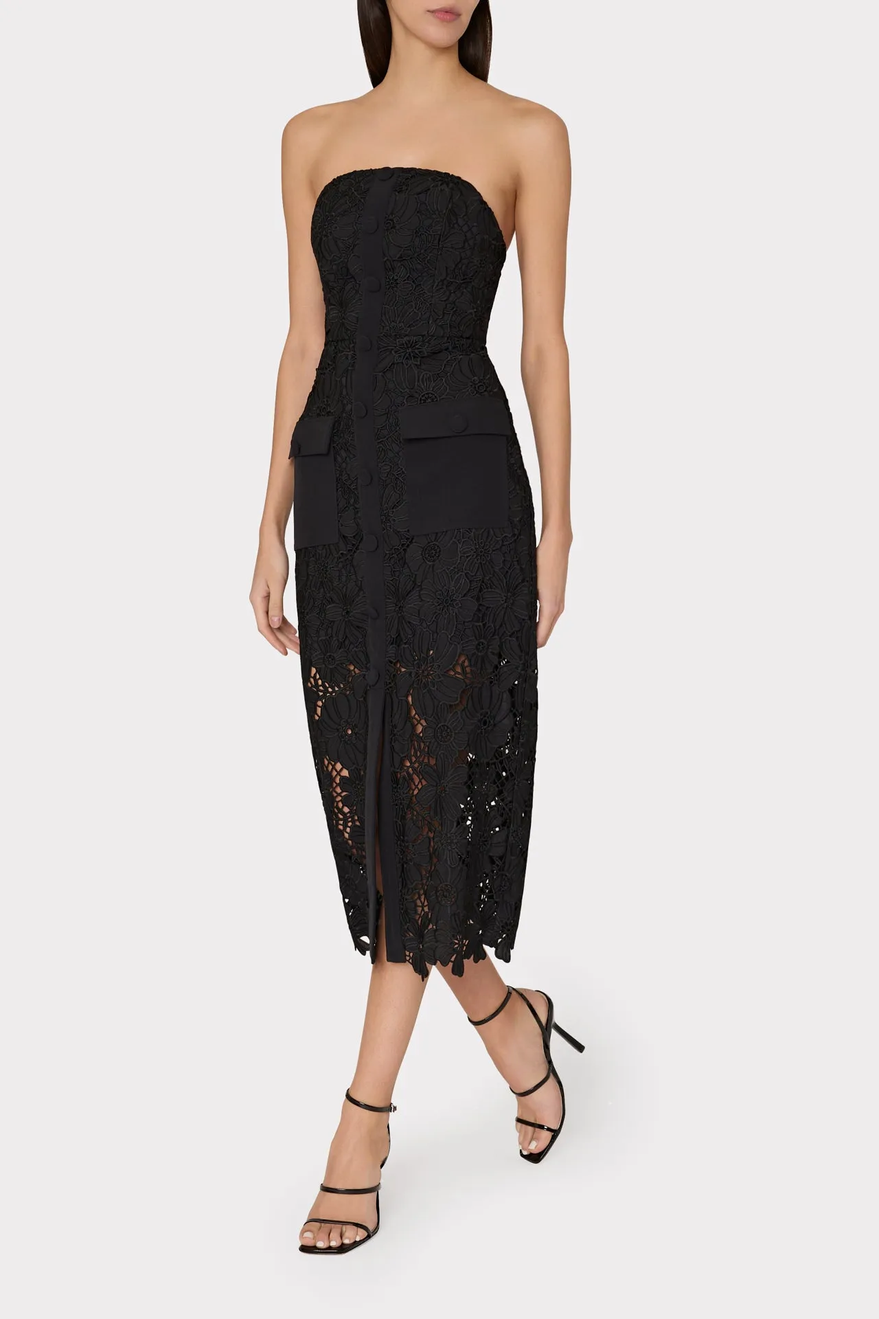 Adrienne Roja Lace Midi Dress