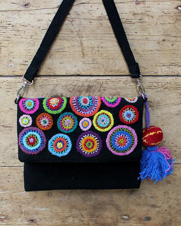 Allium Embroidered Wool Handbag