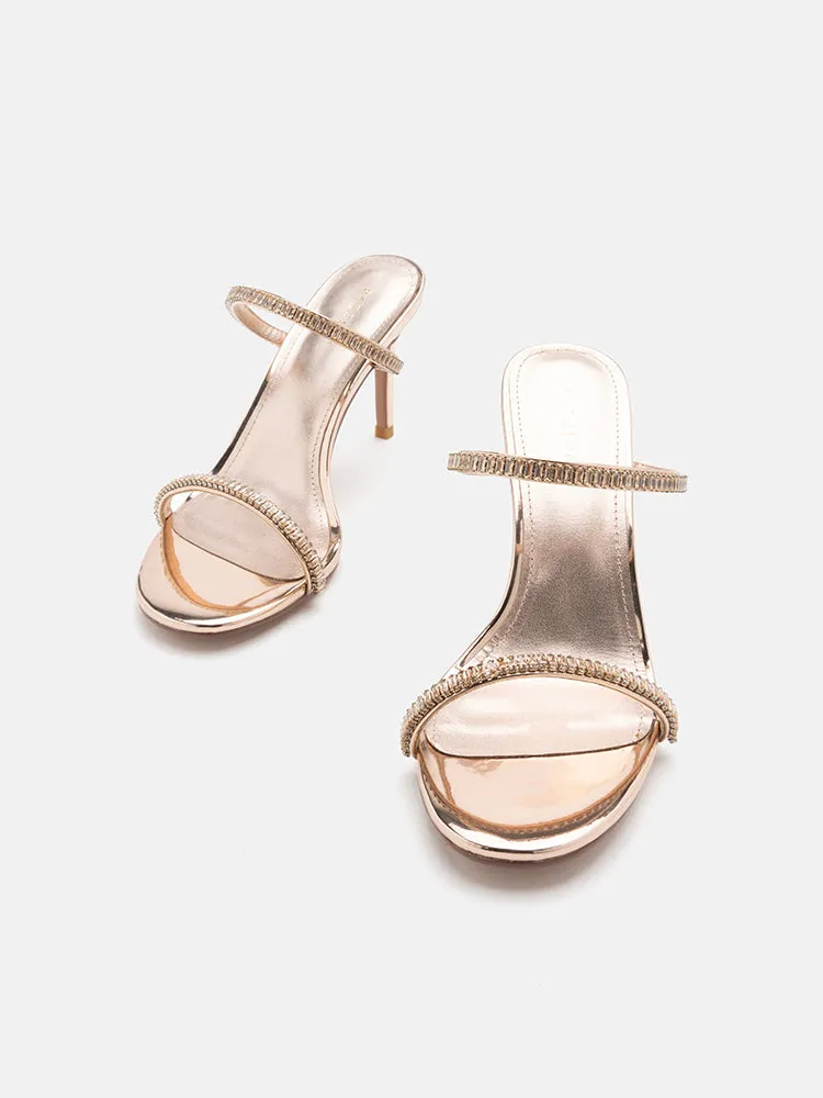 Annabeth Metallic Crystal Embellished Heel Sandals