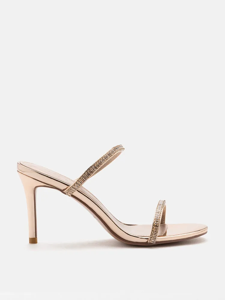 Annabeth Metallic Crystal Embellished Heel Sandals