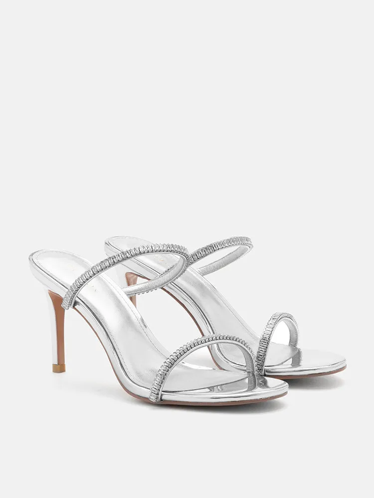 Annabeth Metallic Crystal Embellished Heel Sandals