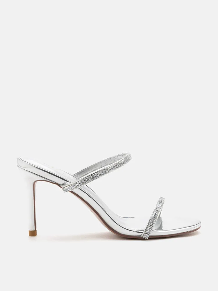 Annabeth Metallic Crystal Embellished Heel Sandals