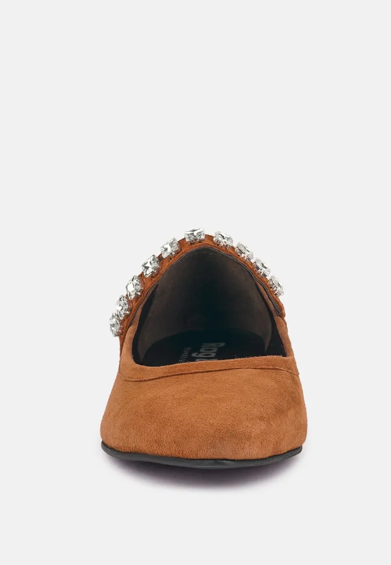 ASSISI Tan Fine Suede Mary Jane Ballet Flats