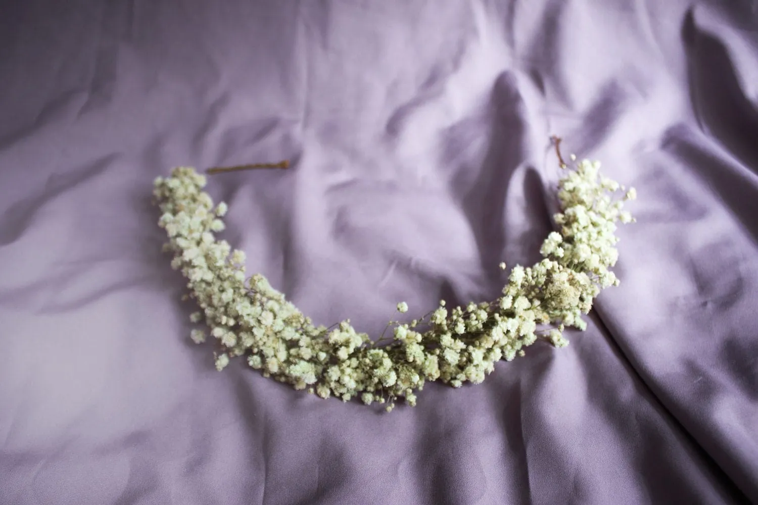 Baby's Breath Veil Crown, Boho White Wedding Crown, Rustic Flower Crown, Dried Flower Crown