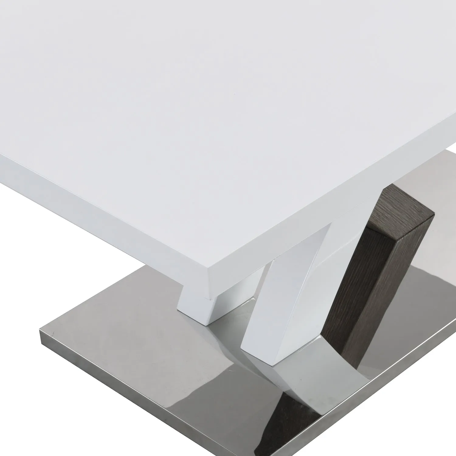 Basel High Gloss White Coffee Table with Stainless Steel Base