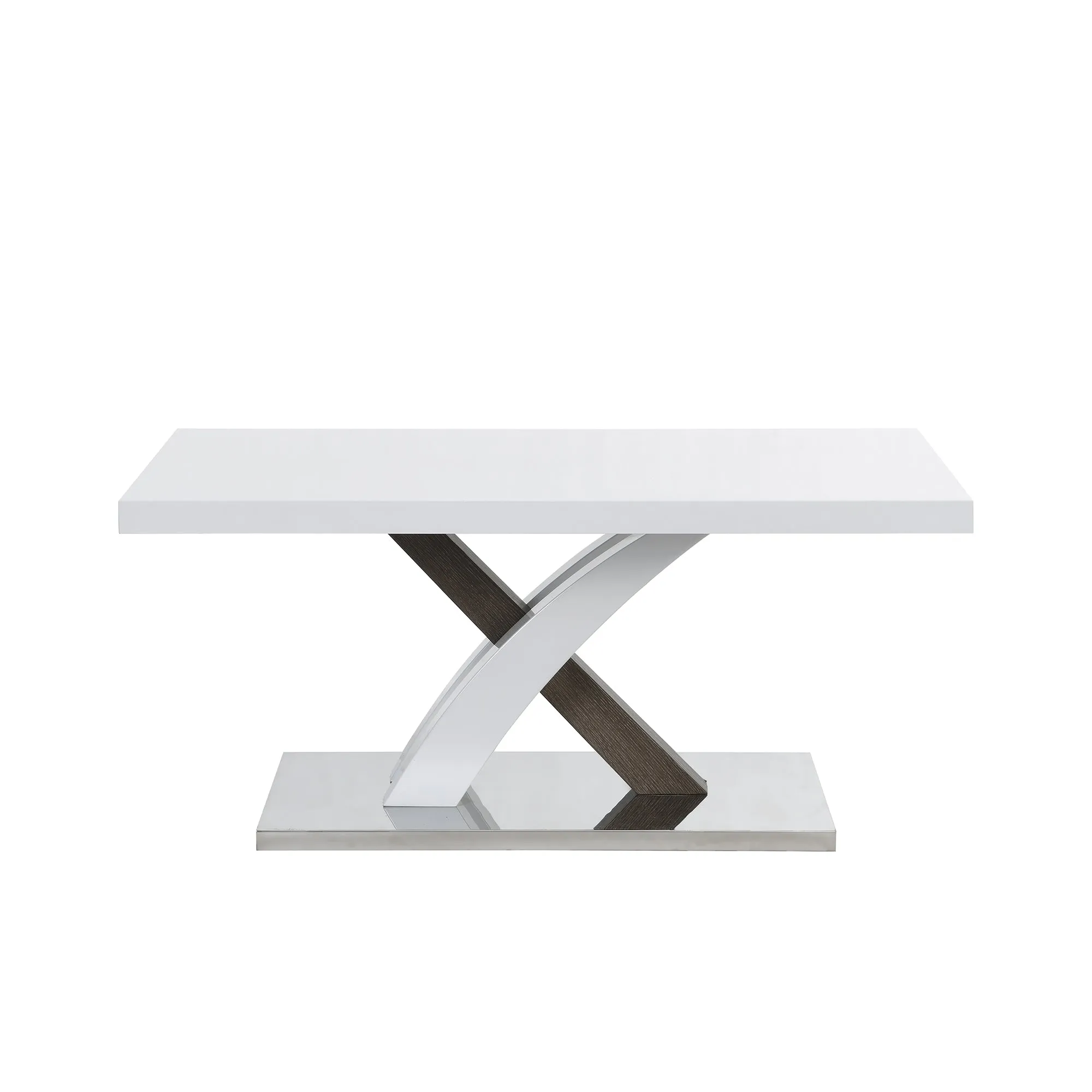 Basel High Gloss White Coffee Table with Stainless Steel Base