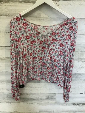 Blue & Red Top Long Sleeve Loft, Size S