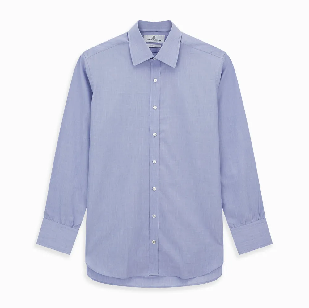 Blue End-on-End Cotton Shirt with T&A Collar and 3-Button Cuffs