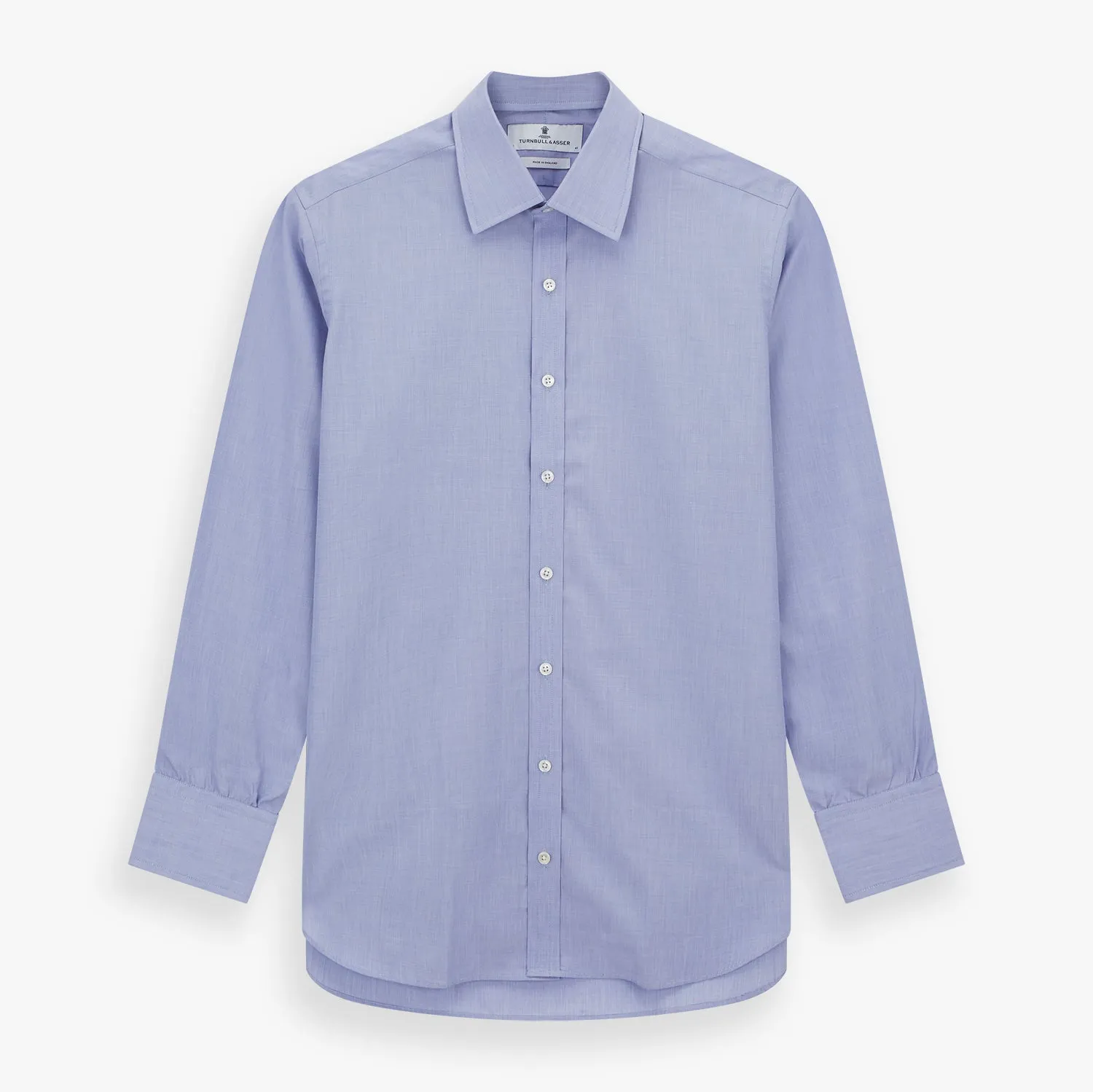 Blue End-on-End Cotton Shirt with T&A Collar and 3-Button Cuffs