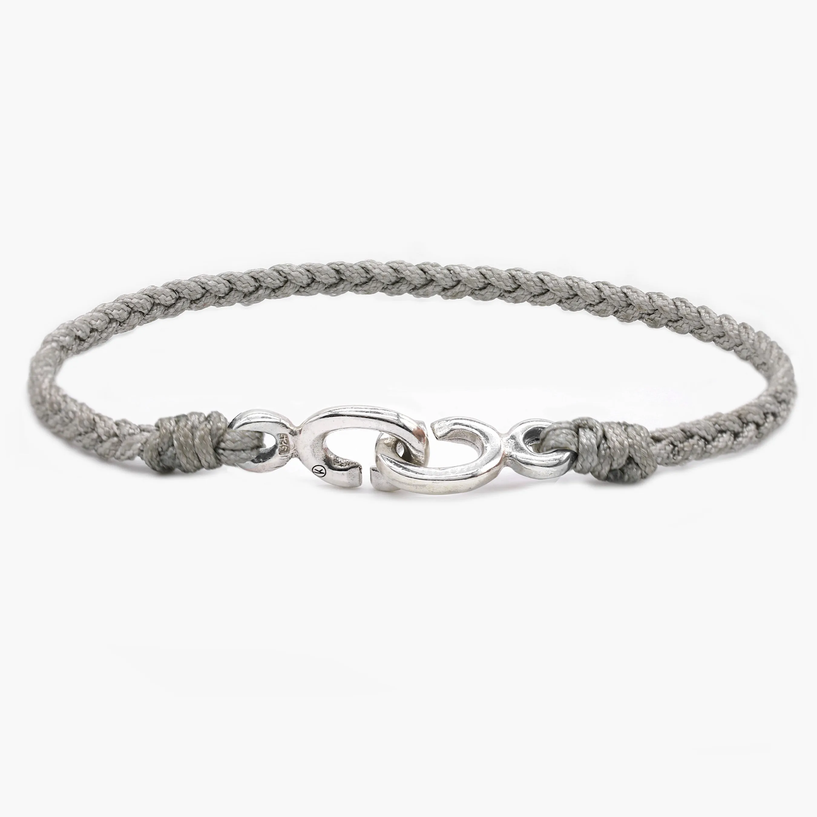 Braided Bracelet With Sterling Silver Links (Grey)