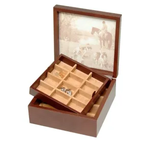 BROWN LEATHER CUFFLINK BOX