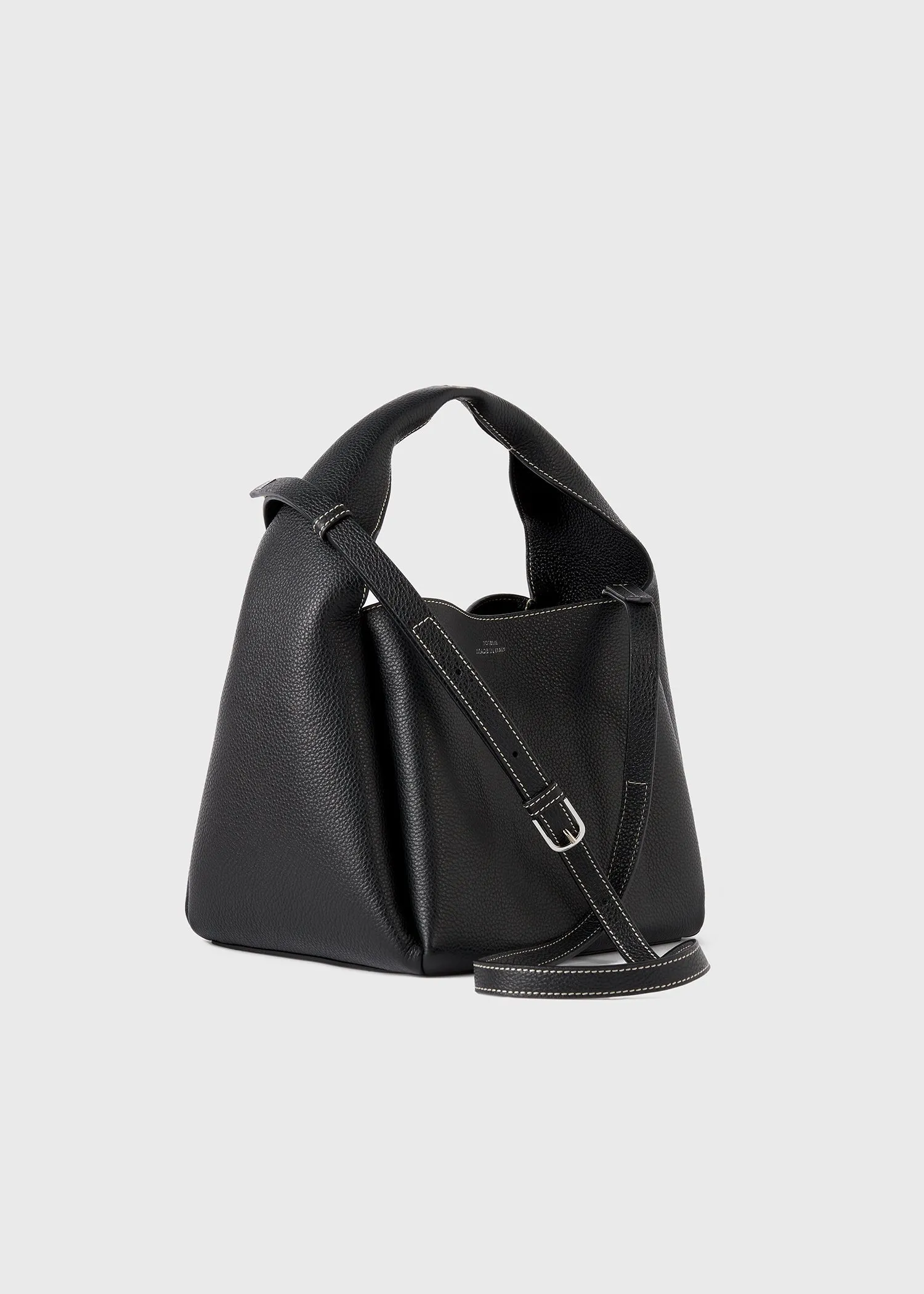 Bucket bag black grain