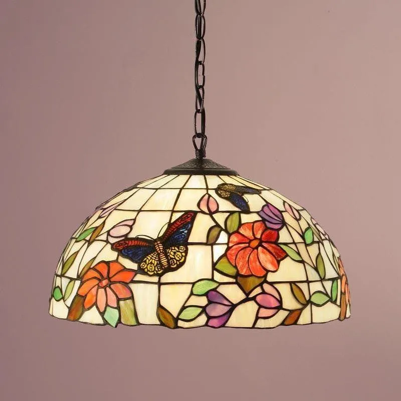 Butterfly Medium Tiffany Ceiling Light - 3 Bulb Fitting