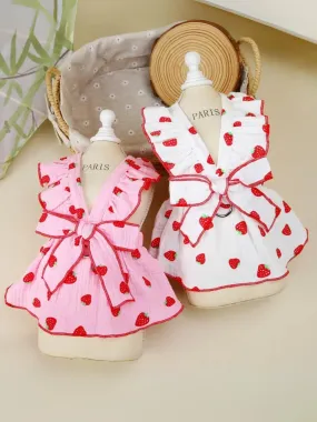 Charming Summer Strawberry Print Dog Dress