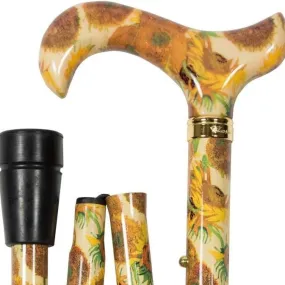 Classic Canes Folding Fashion Derby Cane Van Gogh Sunflowers