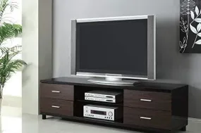 Coaster 4-Drawer TV Console In Glossy Black And Walnut Finish 700826