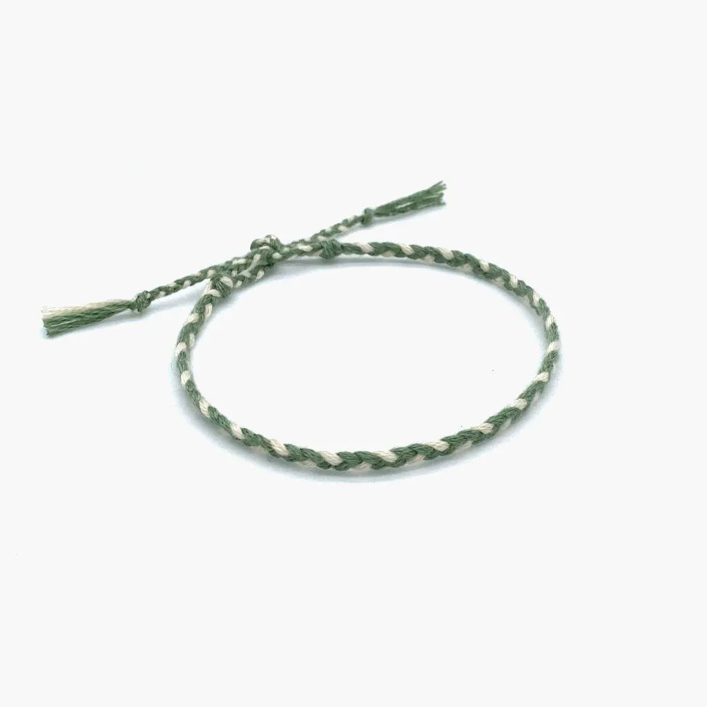 Cotton Temple Bracelet (Green/Cream)