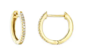 Earrings 14kt Gold Huggies & Diamonds