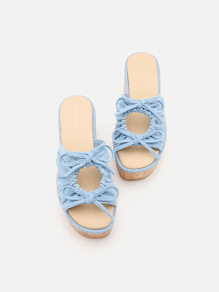 Ferlyn Denim Double Tied Wedge Sandals