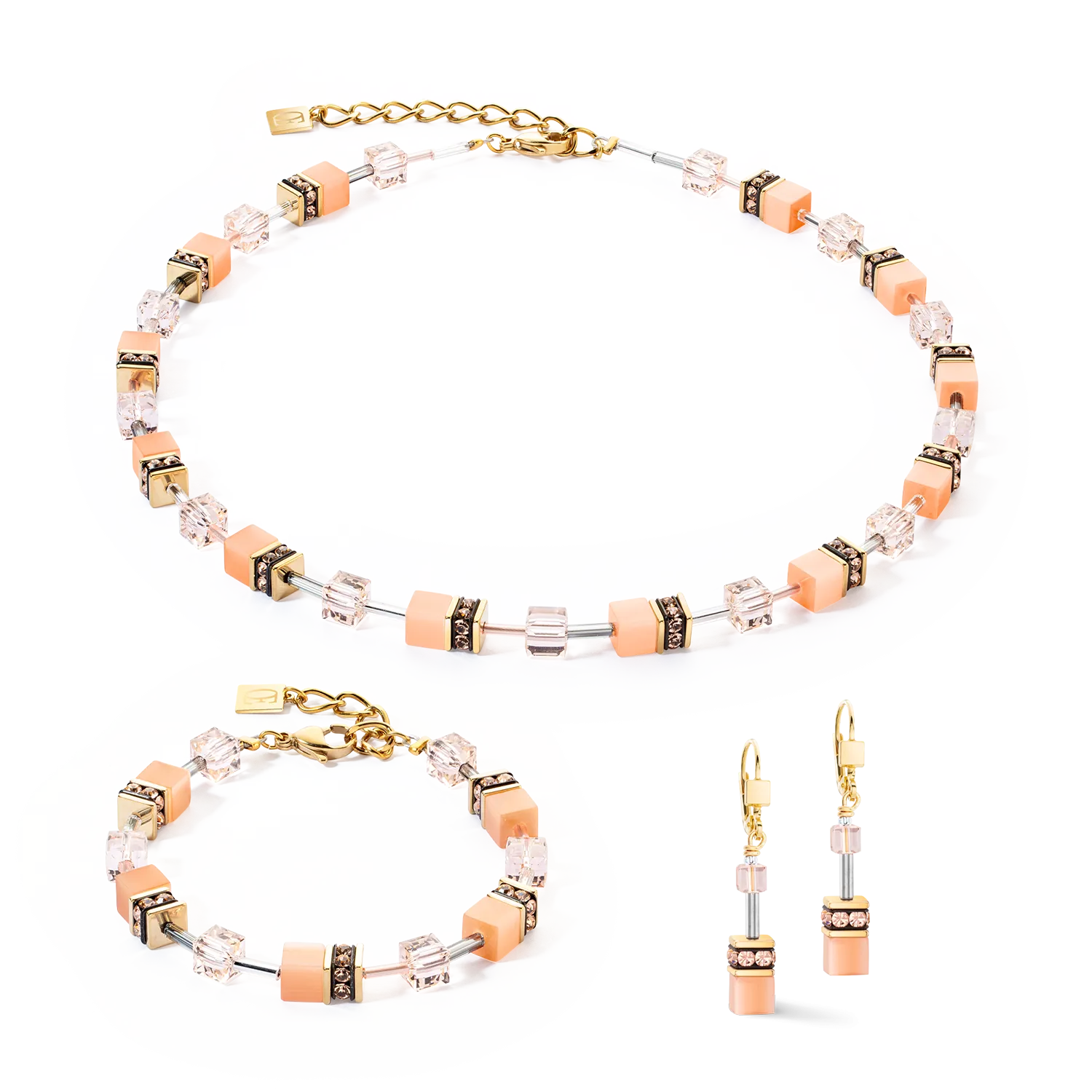 GeoCUBE® Iconic Mono Gold necklace Apricot Crush