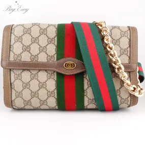 GUCCI Medium Ophidia Clutch with Strap & Chain