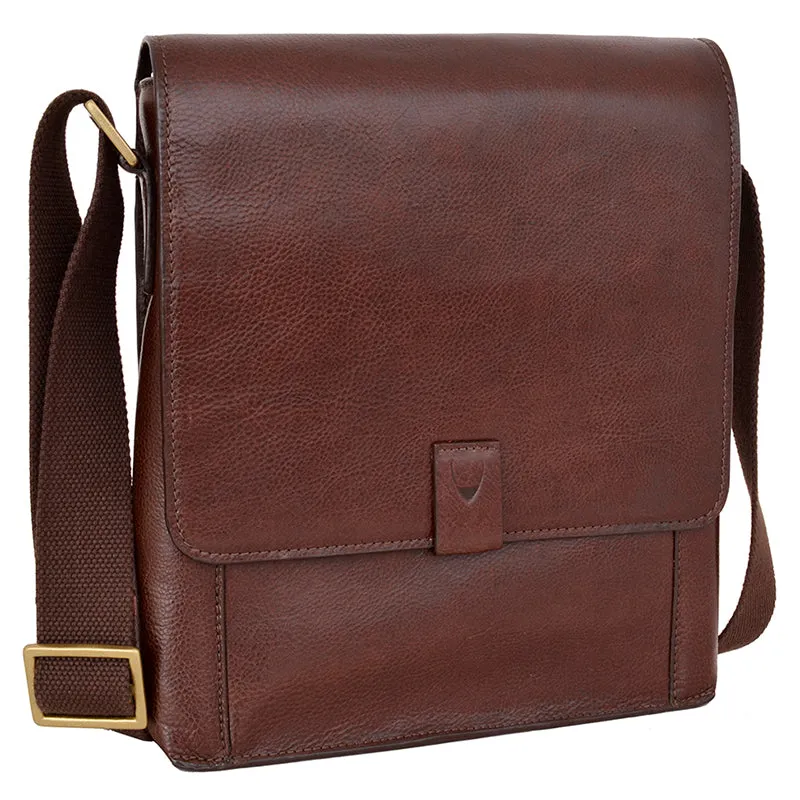 Hidesign Aiden Medium Leather Messenger Cross Body Bag Brown