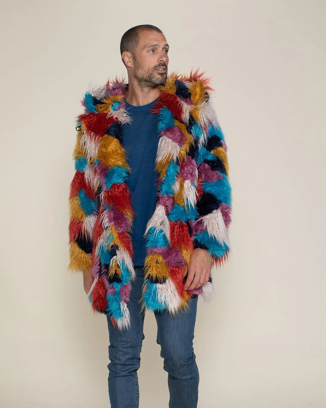 Hooded Men's Faux Fur Coat | Butterfly