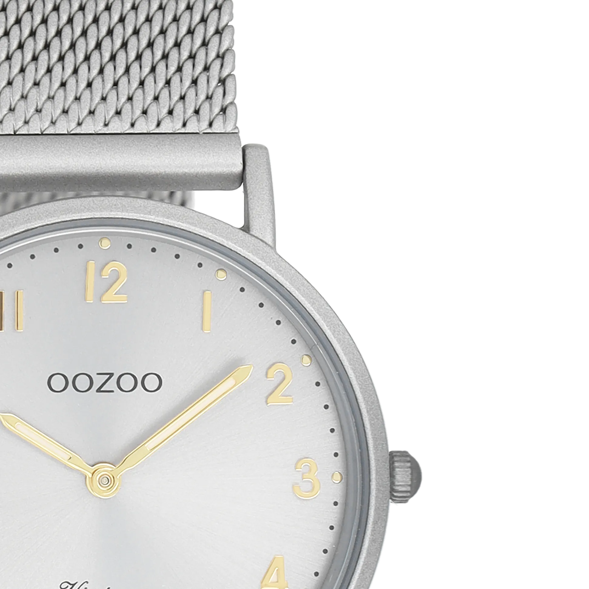 Light grey OOZOO watch with light grey metal mesh bracelet - C20381