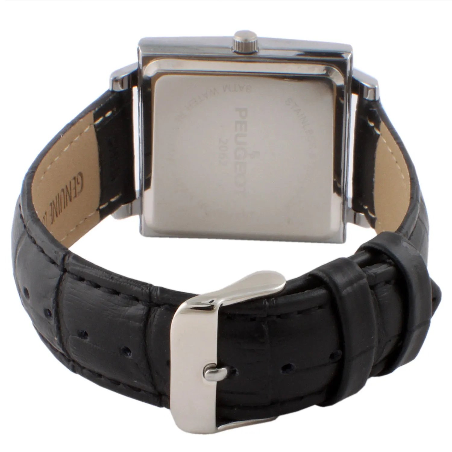 Men's Modern 35x35mm Square Watch with Metal Case and Leather Band