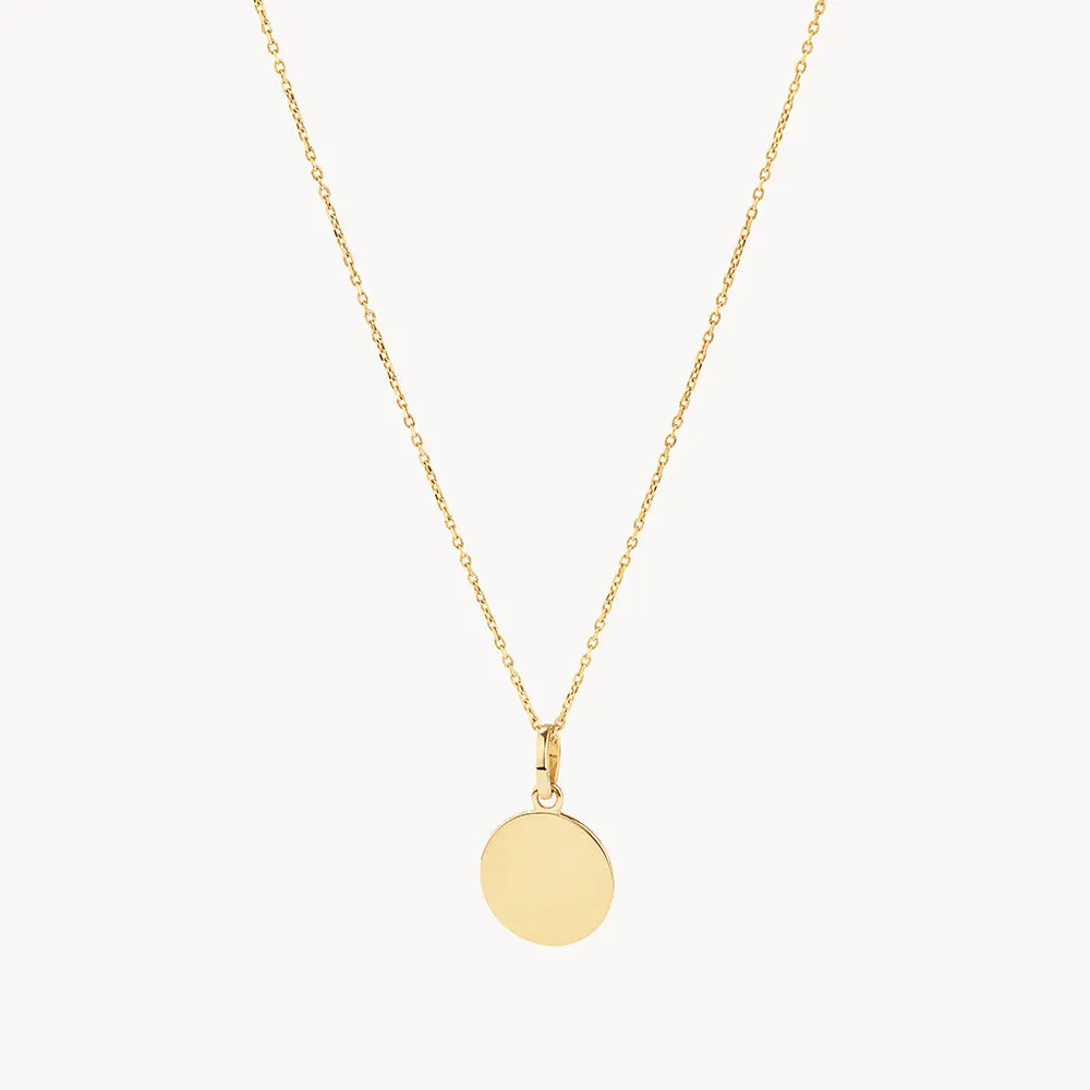 Mini Engravable Disc Necklace in 10k Gold