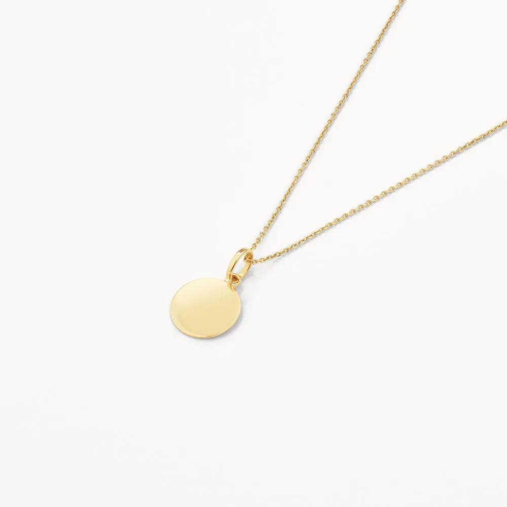 Mini Engravable Disc Necklace in 10k Gold