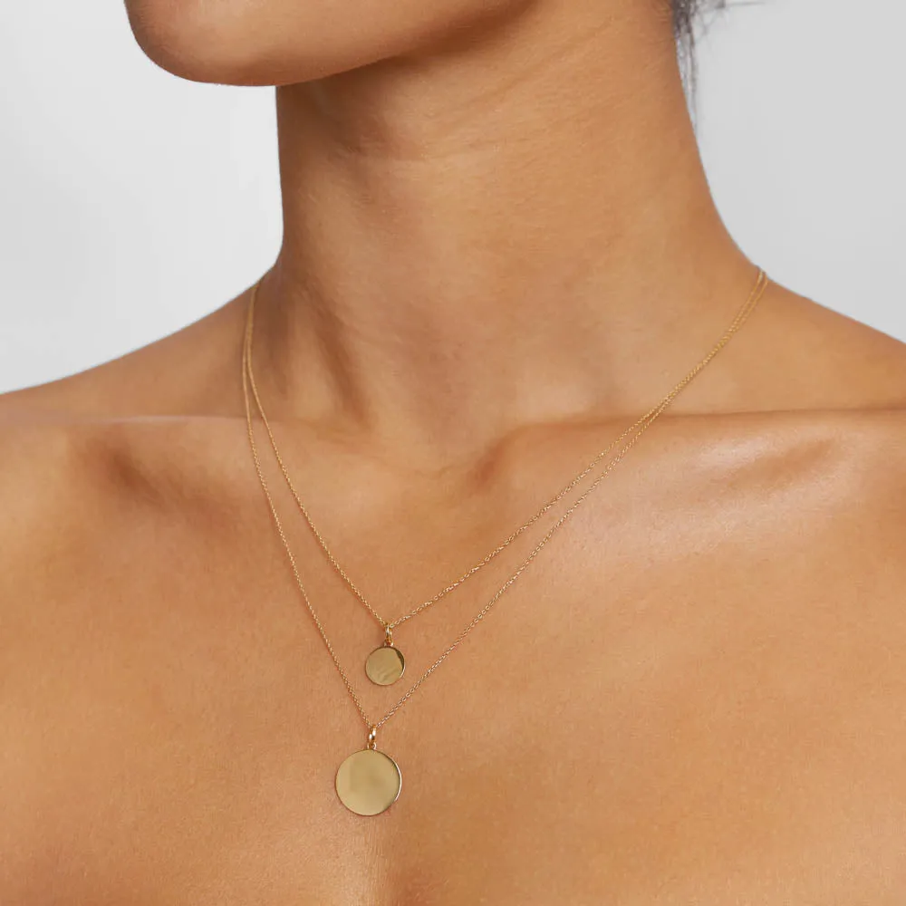 Mini Engravable Disc Necklace in 10k Gold