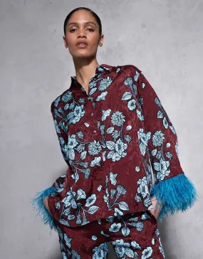 Nesse Floral Jacquard Shirt - Glass Flower Blue