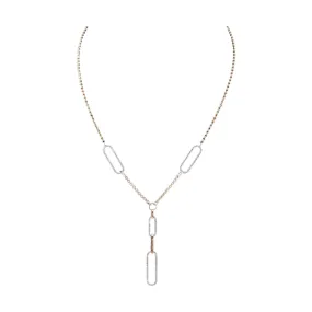 On Trend Diamond Paperclip Lariat Necklace in Yellow Gold, 1.0 cttw