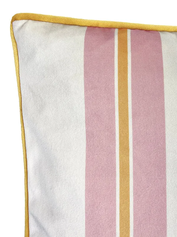 Pink and Cream Striped Velvet Cushion