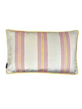 Pink and Cream Striped Velvet Cushion