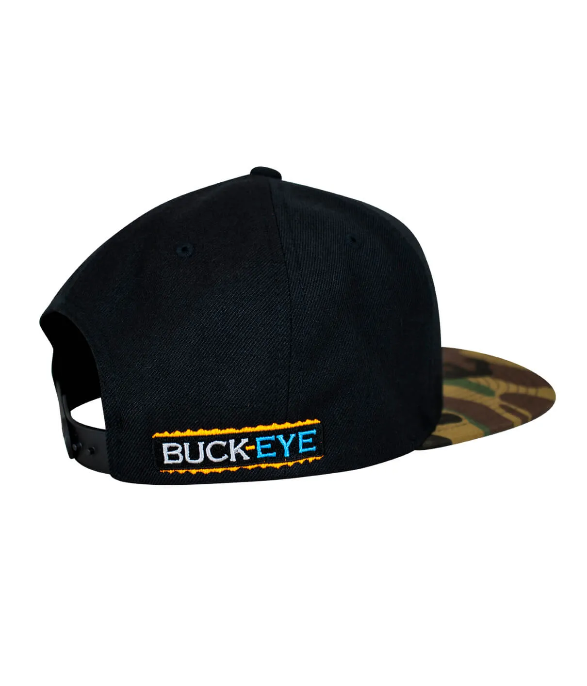 "Buck-Eye Explorer" Unisex Black & Camo Flatbill Snapback Hat