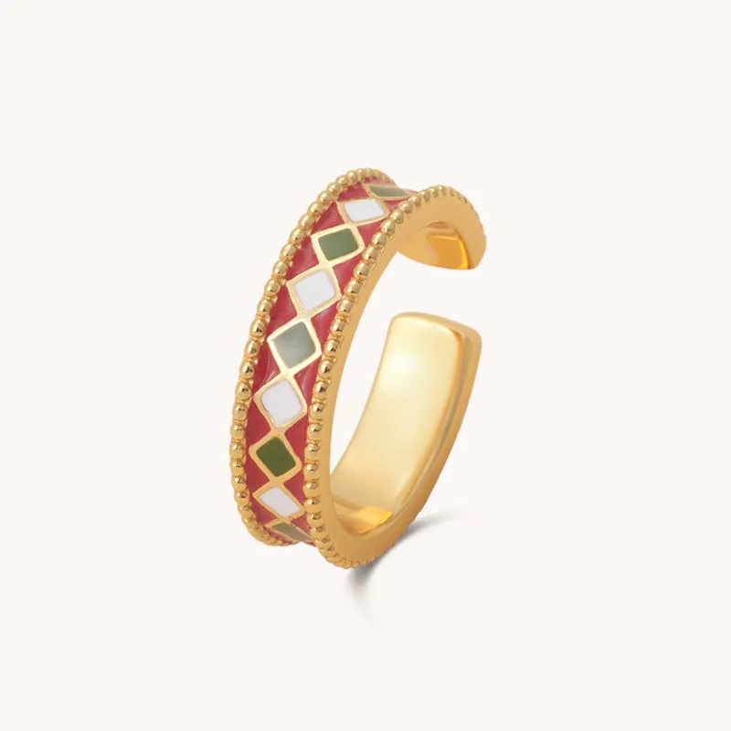 Red band Adjustable Gold Ring