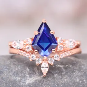 Skye Cornflower Sapphire Ring Set- 14K Rose Gold Vermeil