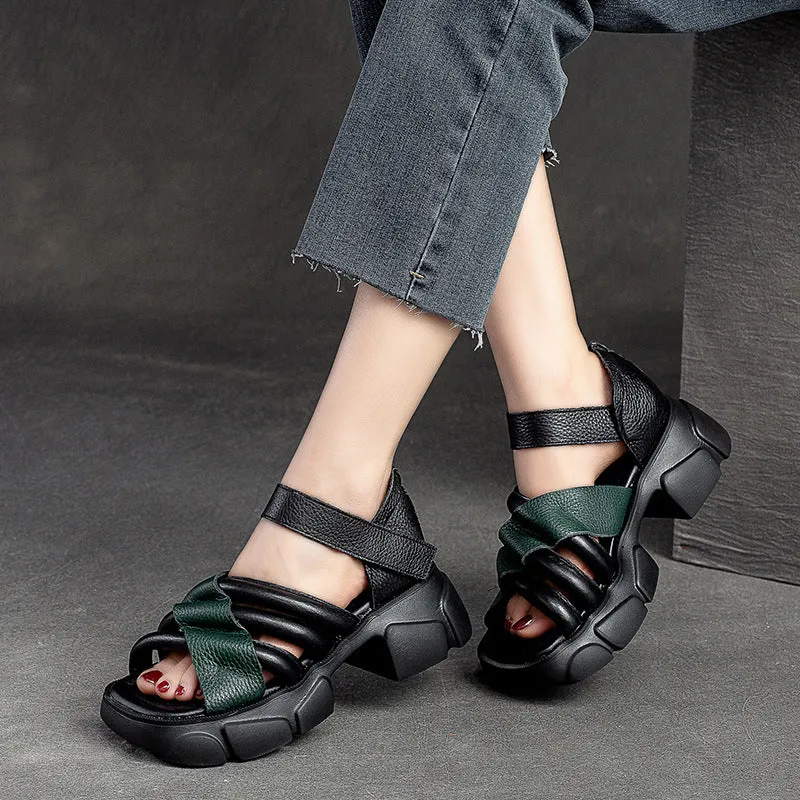 Women Summer Retro Lug Sole Casual Sandals