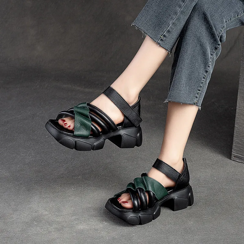 Women Summer Retro Lug Sole Casual Sandals